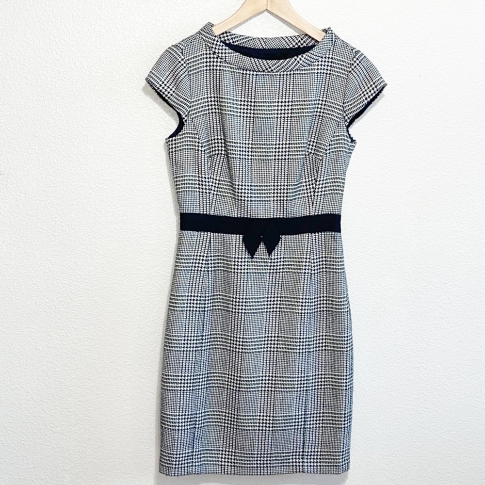 Milly 100% Wool Woman Black White Tweed Ribbon Dress Size 4